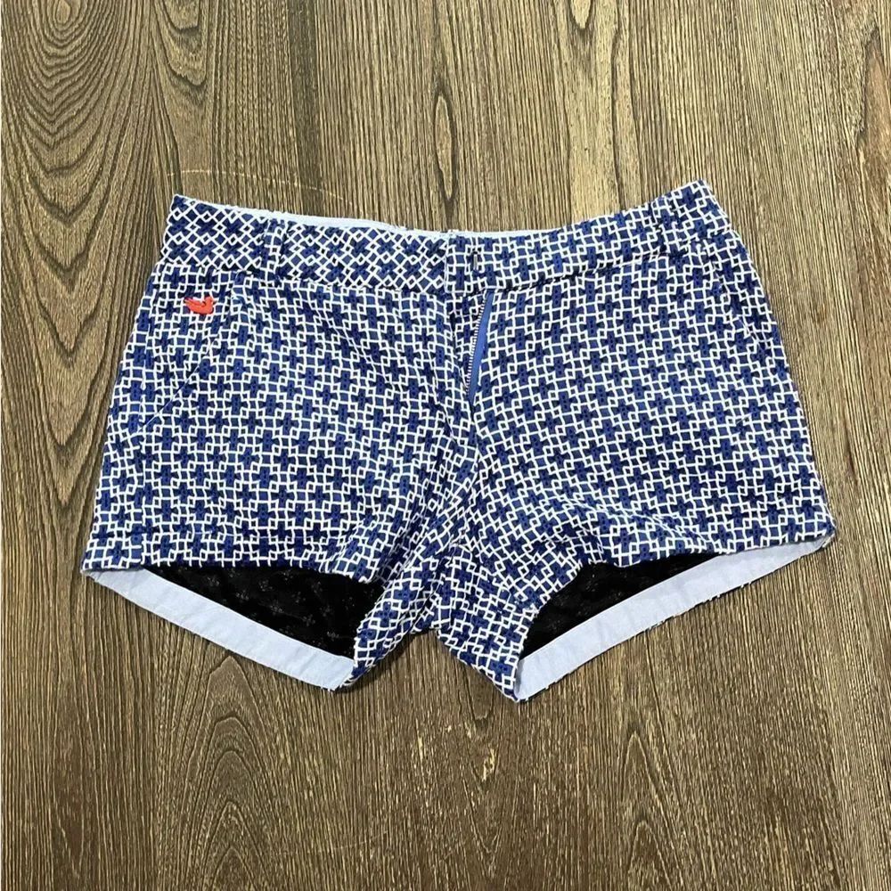 Southern Marsh Shorts The Brighton Marrakech Flat Front Geometric Blue Size 4